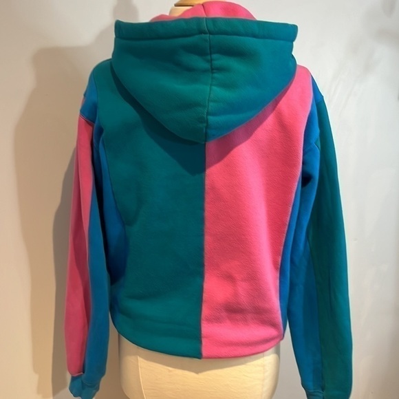 Teddy Fresh Color block hooded sweatshirt with pockets size small - Picture 5 of 11
